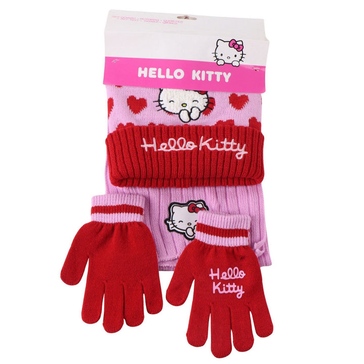 Hello Kitty & Friends 3 Piece Hat, Gloves, Scarf Winter Pink Set 2200010589