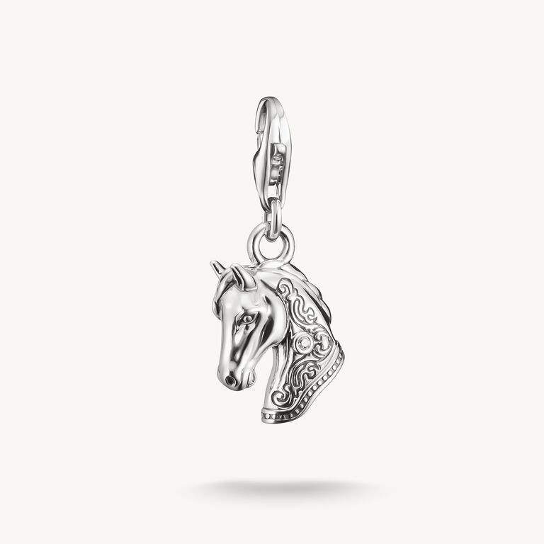 Charm Club Blackened Silver Cubic Zirconia Horse Head Charm 2233-643-14