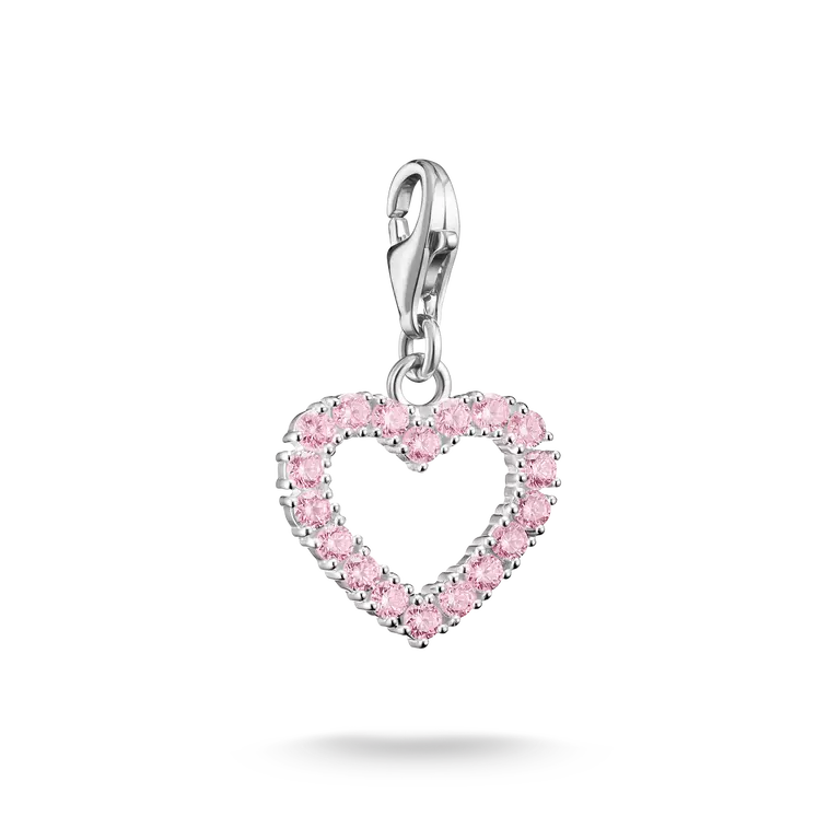 Charm Club Silver Zirconia Tokyo Crush Pink Heart Charm 2241-051-9