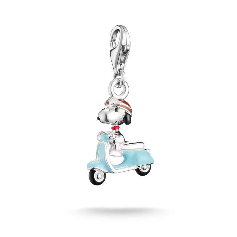 Charm with a character on a scooter on a white background