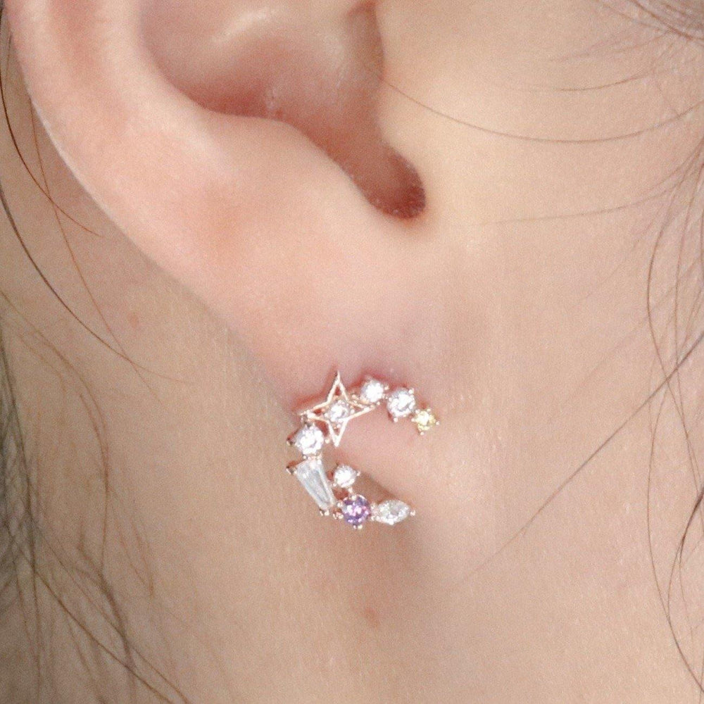 Blue moon star earrings
