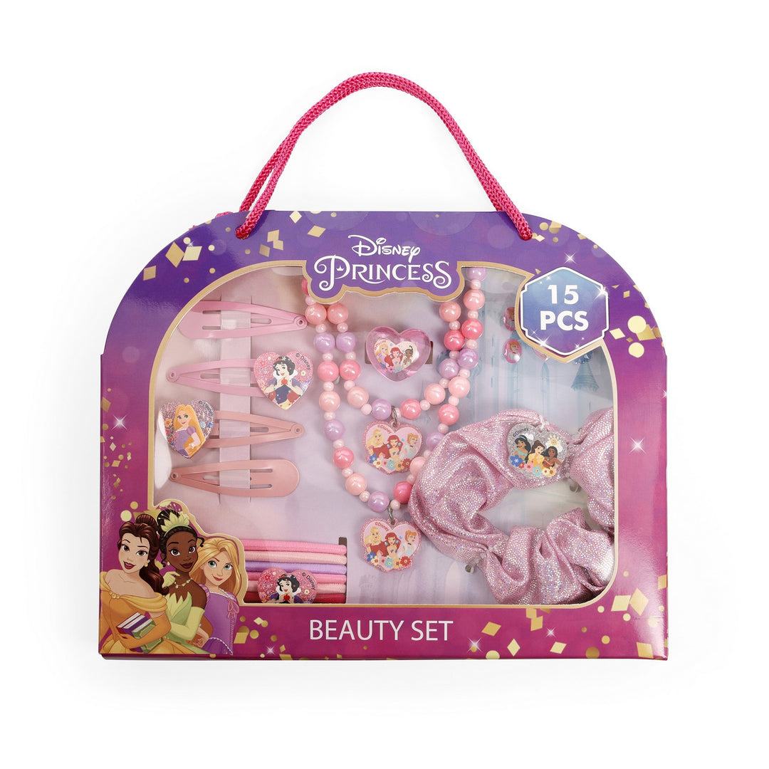 Disney Princess beauty set packaging with toys inside on a white background