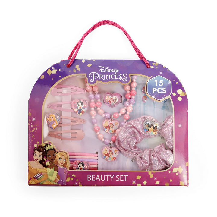 Disney Princess beauty set packaging with toys inside on a white background