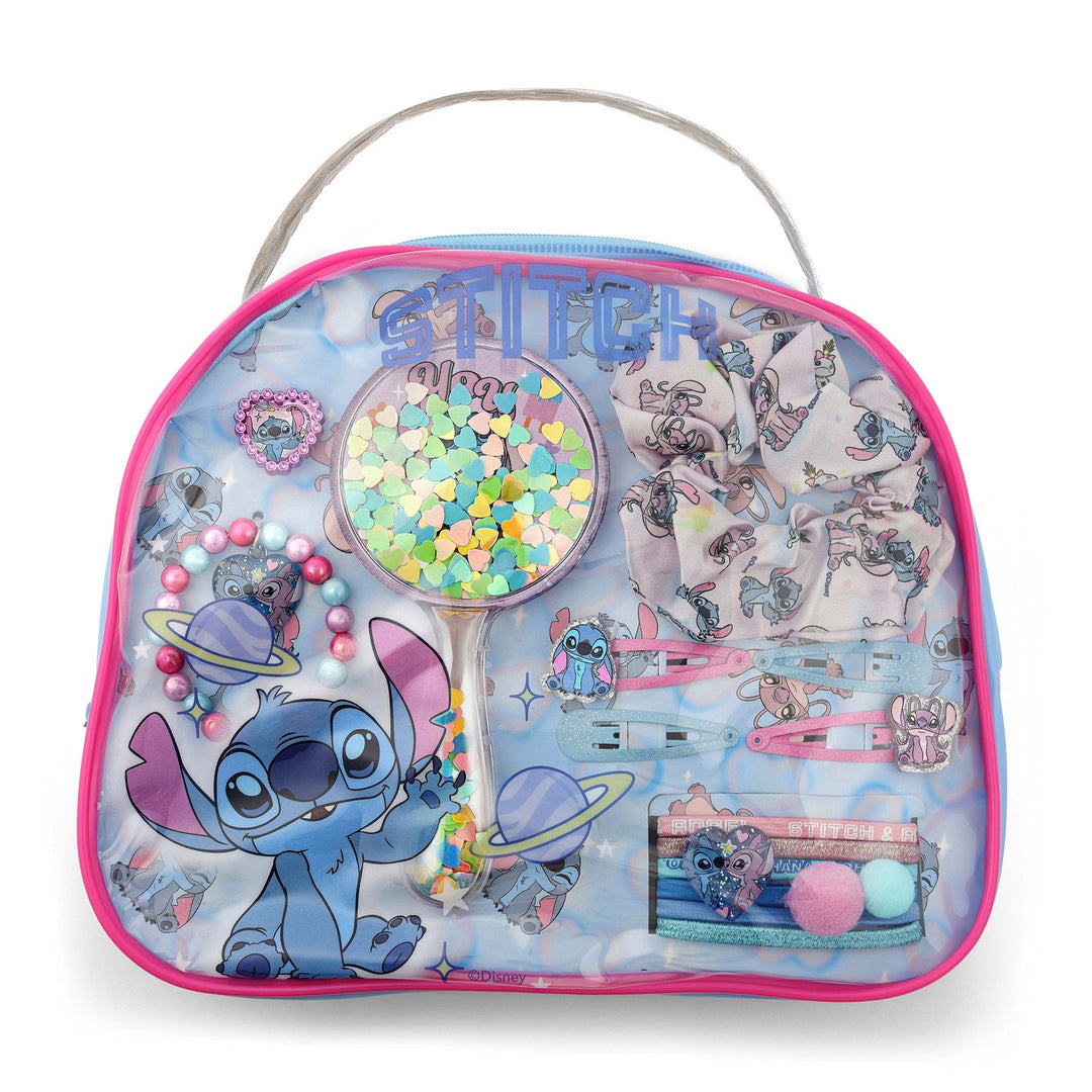 Makeup case with cartoon character design on a white background