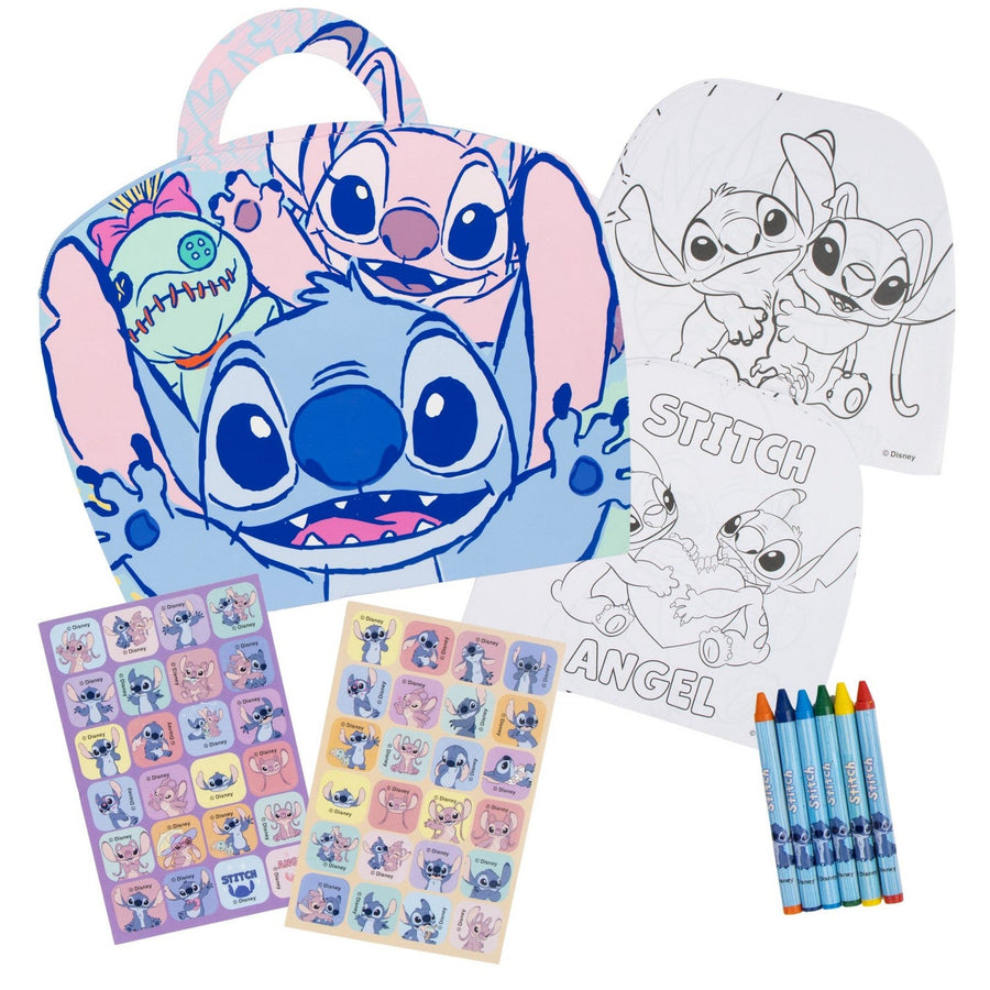 Disney 28 Piece Activity Album With Colouring Sheets, Crayons And Stickers Stitch Set 2700001794