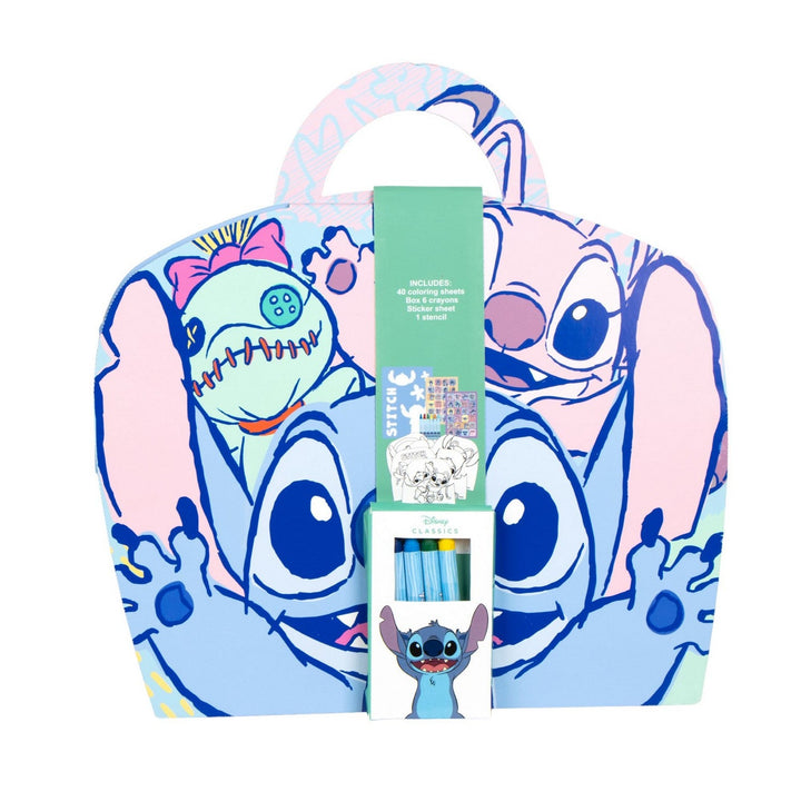 Disney 28 Piece Activity Album With Colouring Sheets, Crayons And Stickers Stitch Set 2700001794