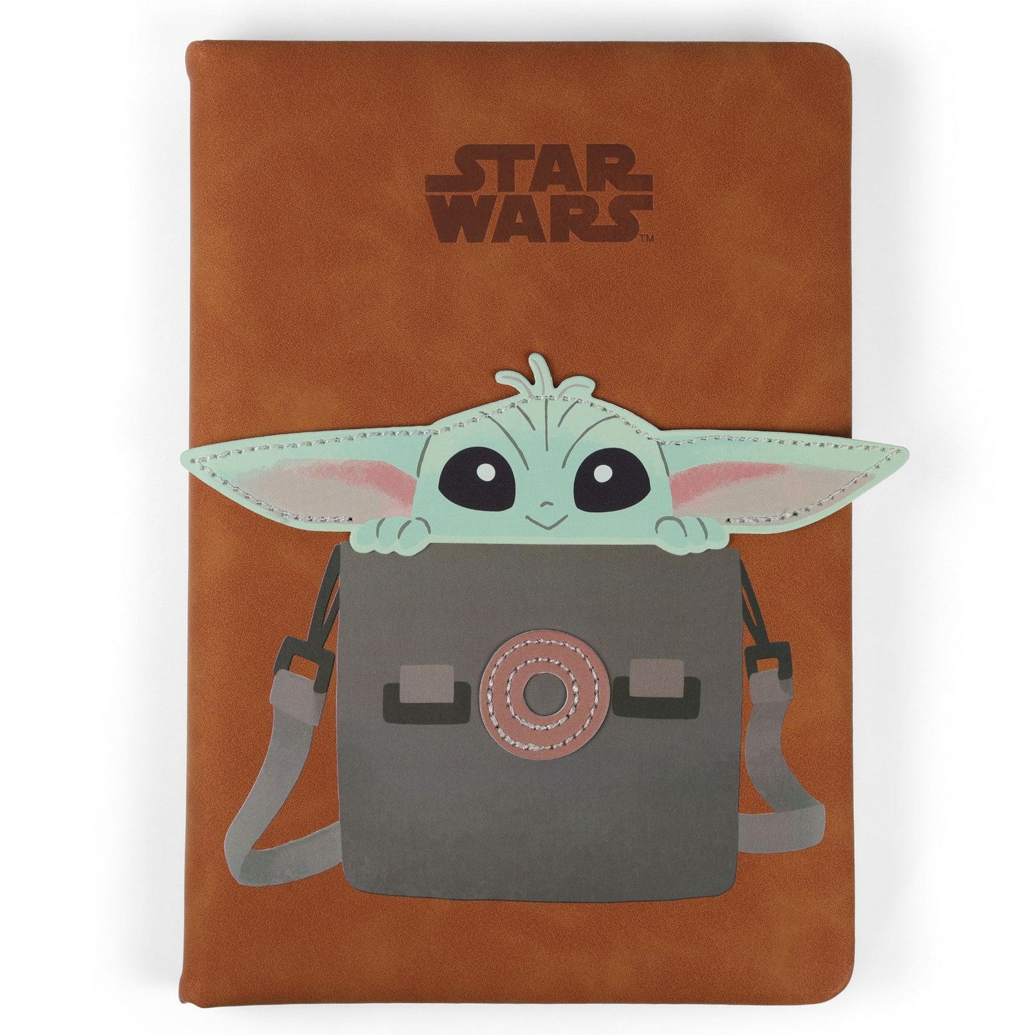 Star Wars notebook with Baby Yoda design and matching pen on a white background