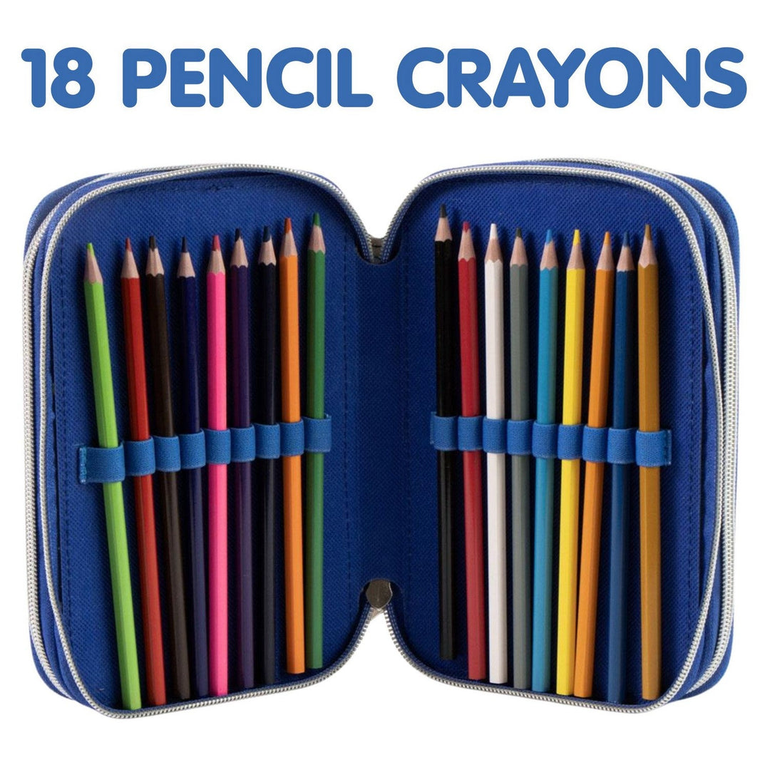 Kids Film And Cartoon 2 Zip Pencil Case With Accessories Sonic Blue 2700002296