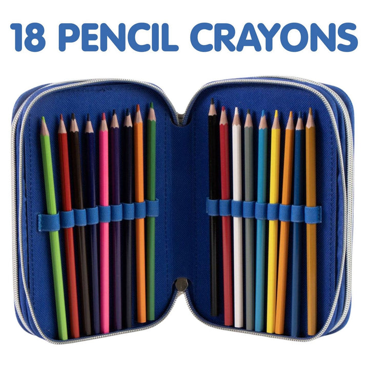 Kids Film And Cartoon 2 Zip Pencil Case With Accessories Sonic Blue 2700002296