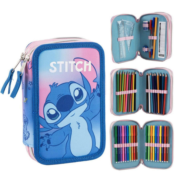 Disney 2 Zip Pencil Case With Accessories Stitch Blue 2700002308