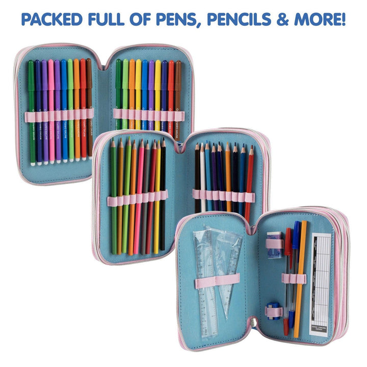 Disney 2 Zip Pencil Case With Accessories Stitch Blue 2700002308