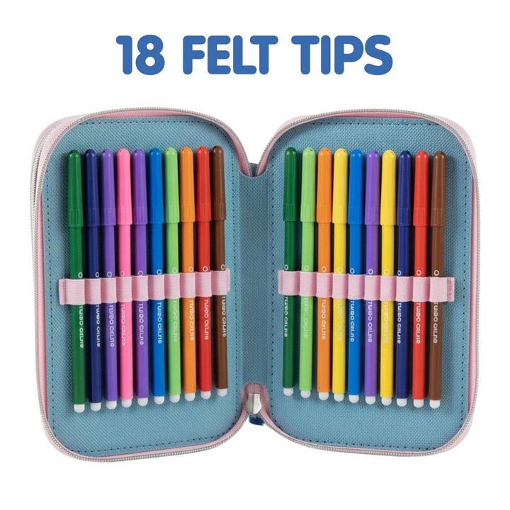 Disney 2 Zip Pencil Case With Accessories Stitch Blue 2700002308