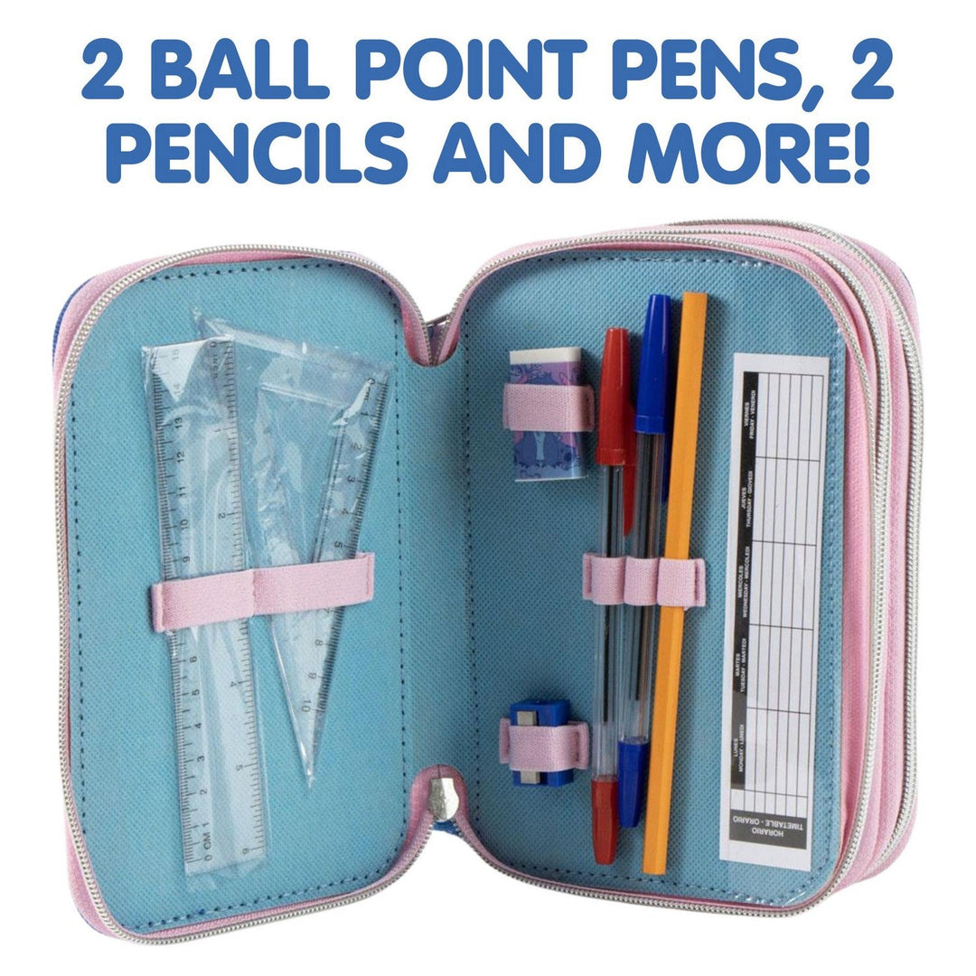 Disney 2 Zip Pencil Case With Accessories Stitch Blue 2700002308