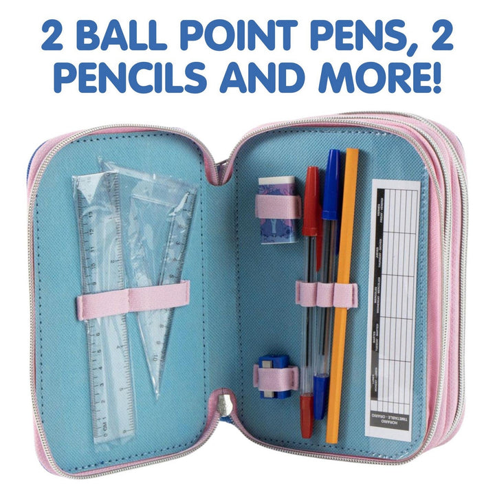 Disney 2 Zip Pencil Case With Accessories Stitch Blue 2700002308