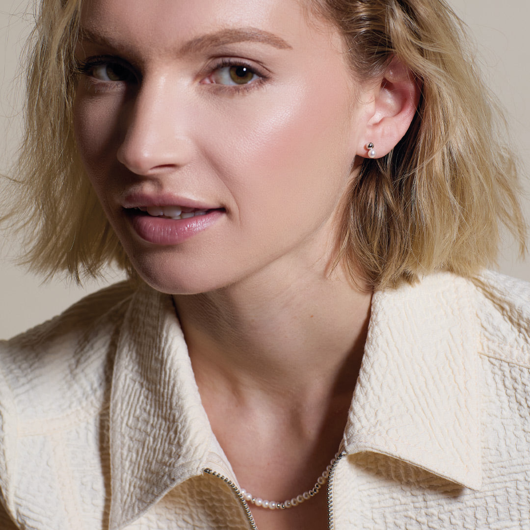 Kit Heath Coast Tumble Pearl Rhodium Plated Stud Earrings 30167FP