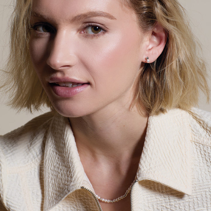 Kit Heath Coast Tumble Pearl Rhodium Plated Stud Earrings 30167FP