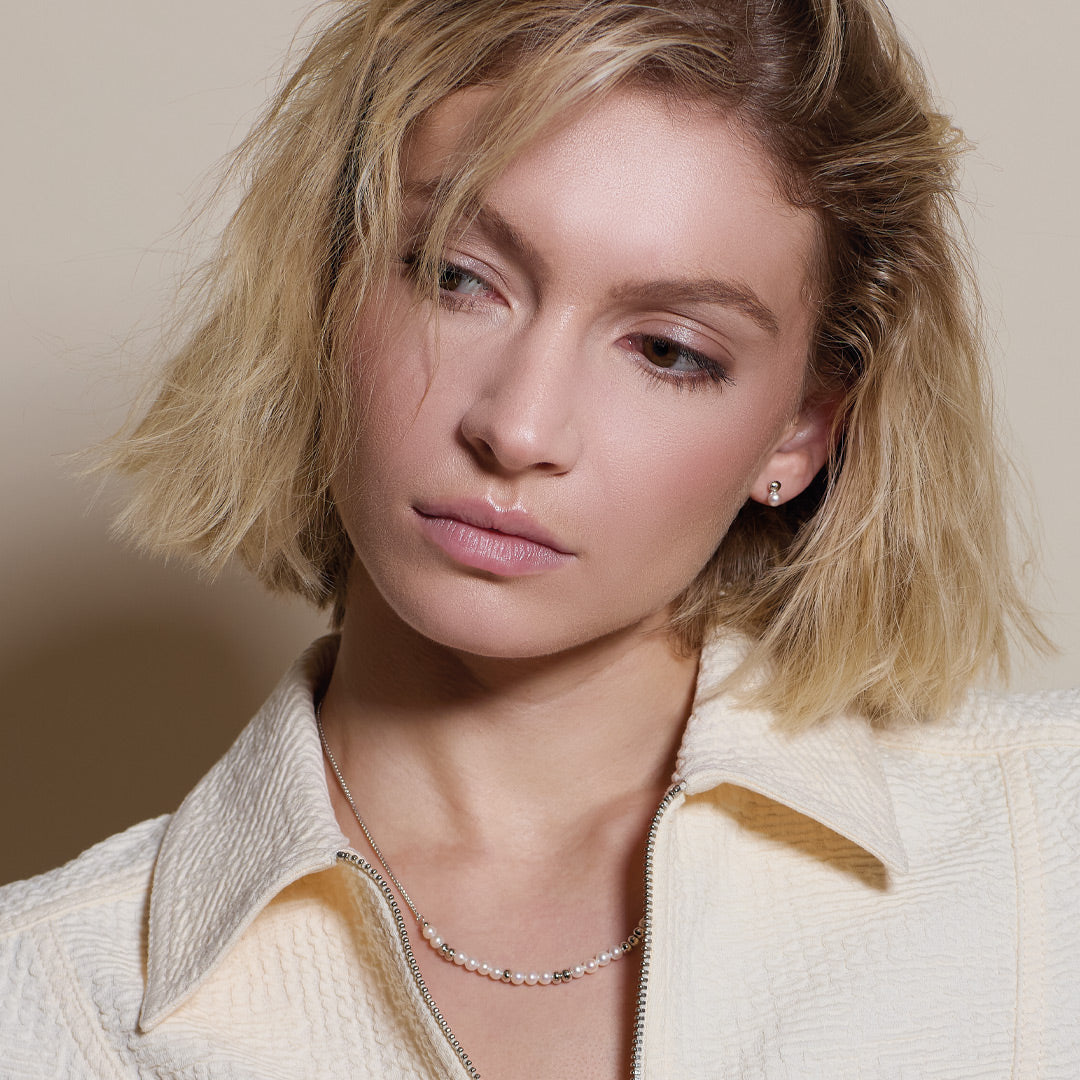 Kit Heath Coast Tumble Pearl Rhodium Plated Stud Earrings 30167FP