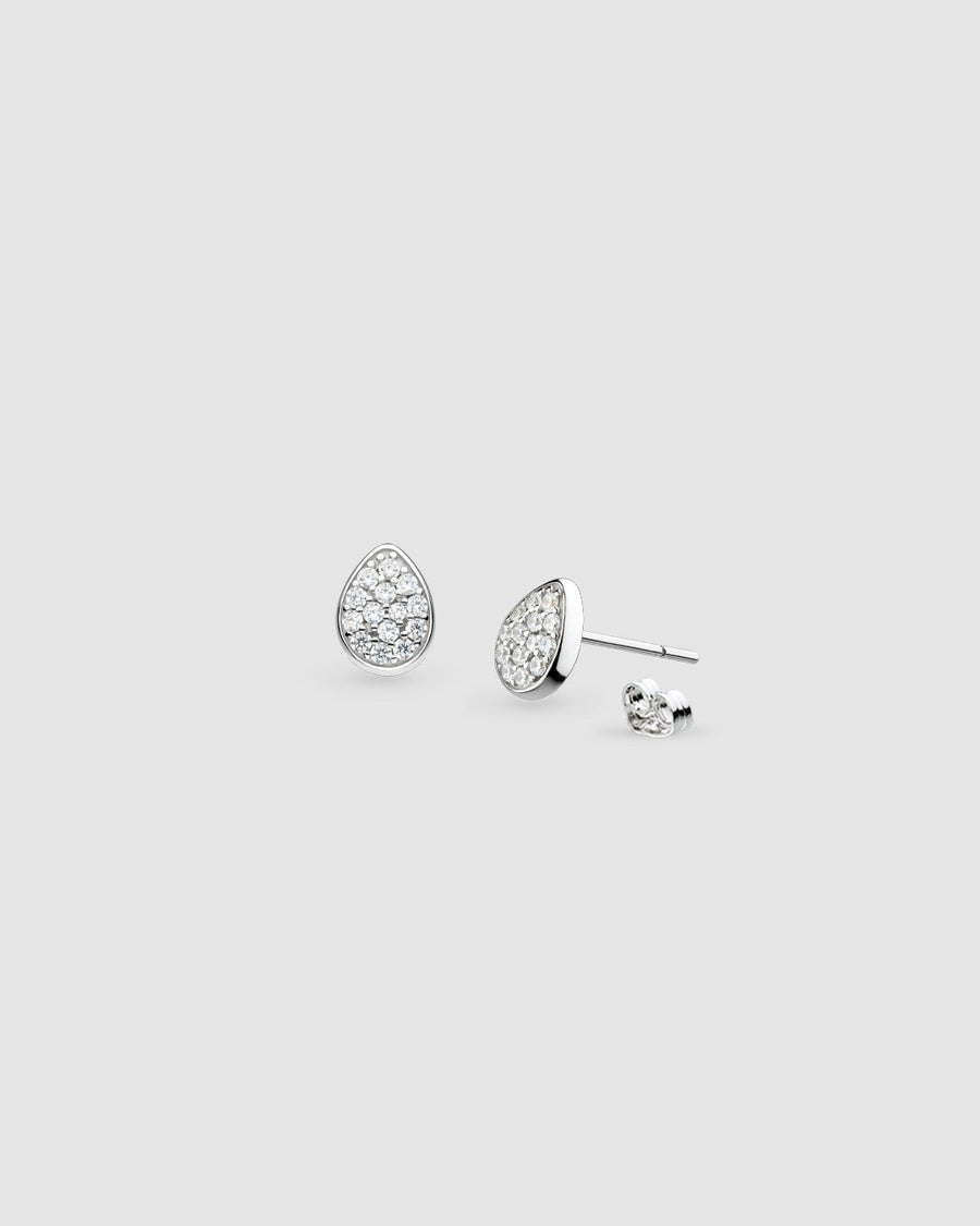 Kit Heath Coast Pebble Glisten Pave Zirconia Large Stud Earrings 30185CZ