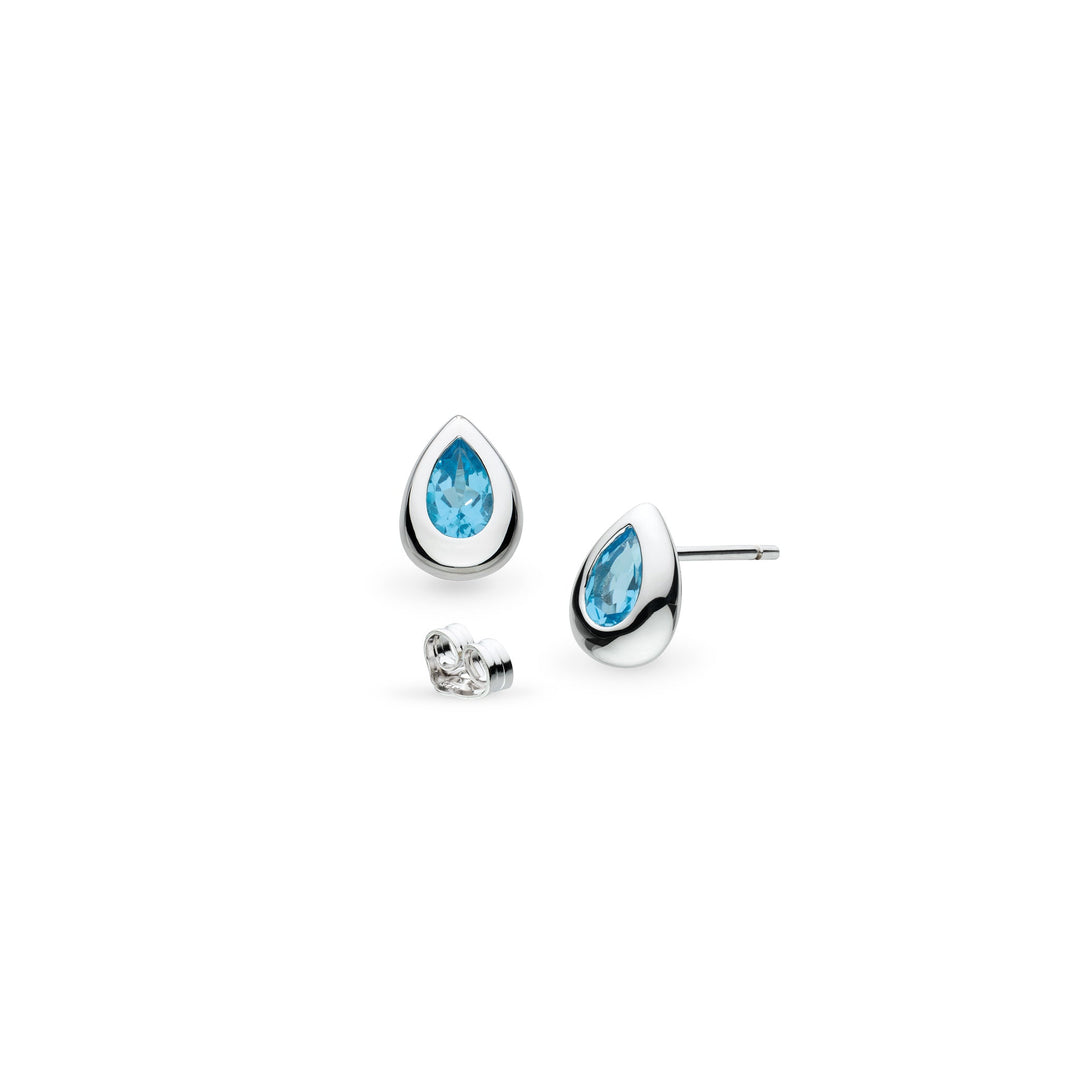 Kit Heath Coast Pebble Blue Swiss Blue Topaz Rhodium Plated Stud Earrings 30190BT