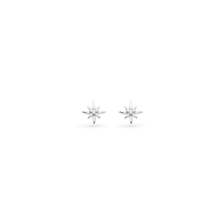 Kit Heath Céleste North Star Zirconia Rhodium Plated Petite Stud Earrings 30455CZ