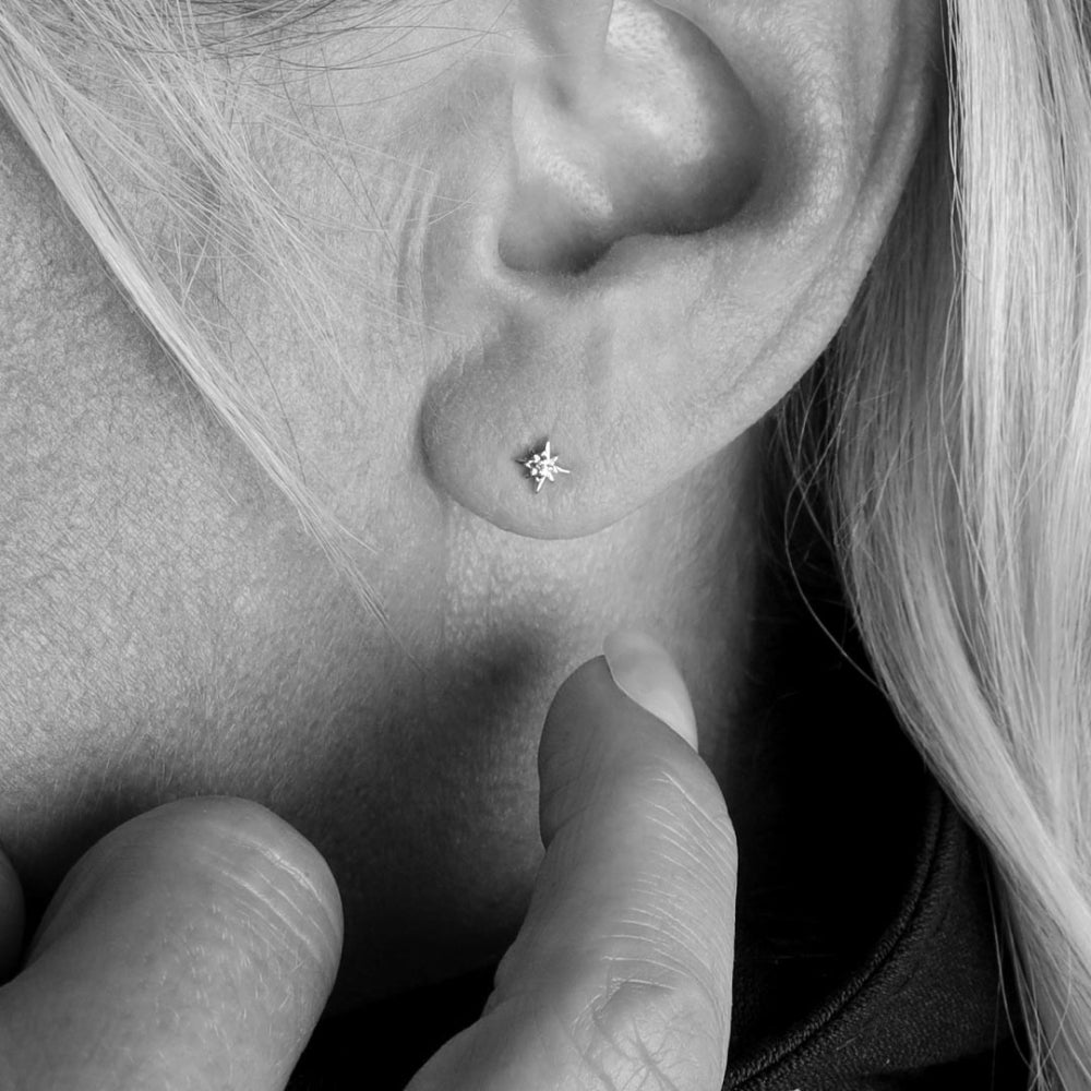 Kit Heath Céleste North Star Zirconia Rhodium Plated Petite Stud Earrings 30455CZ