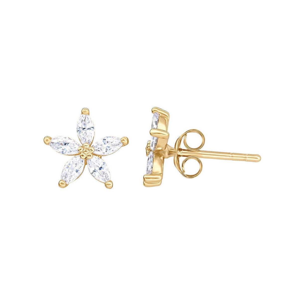 Dew Gold Plated Star Flower CZ Stud Earrings