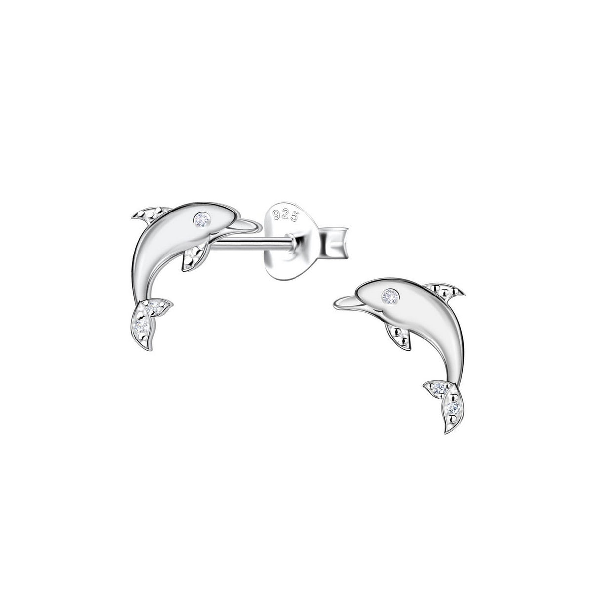 Dew CZ Dolphin Stud Earrings