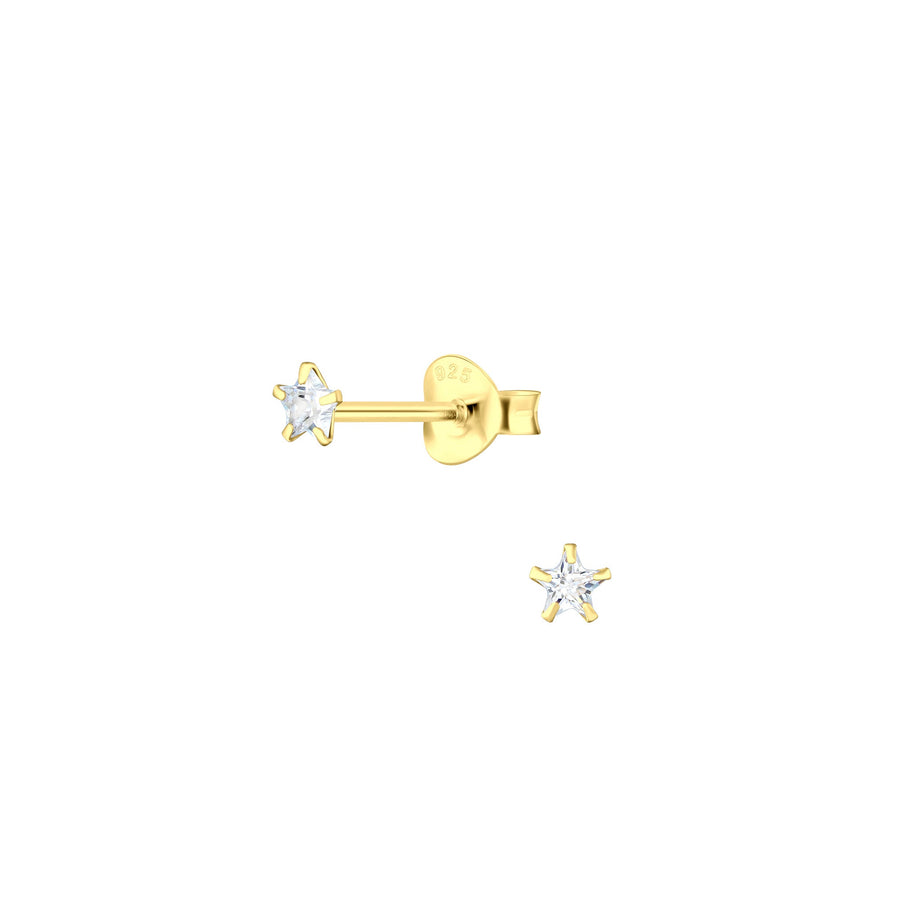 Dew 3mm Zirconia Gold Plated Petite Star Stud Earrings 34889GCZ