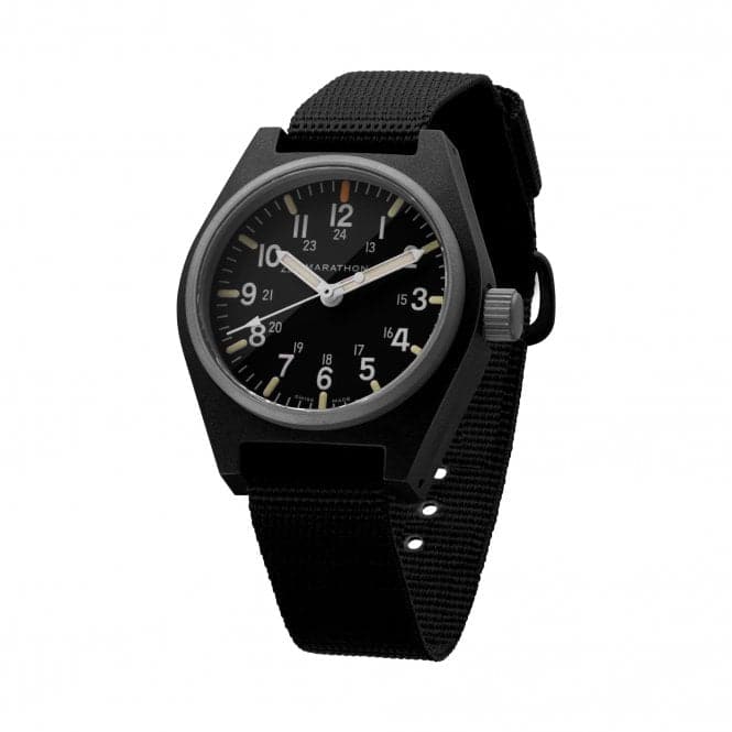 34mm Black General Purpose Quartz MaraGlo (GPQ) Ballistic Nylon WatchMarathon WatchesWW194009BK - 0101