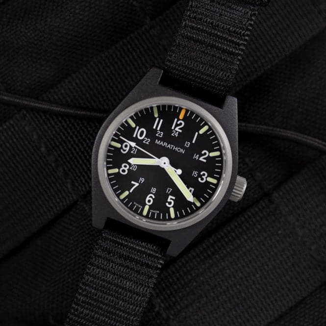 34mm Black General Purpose Quartz MaraGlo (GPQ) Ballistic Nylon WatchMarathon WatchesWW194009BK - 0101