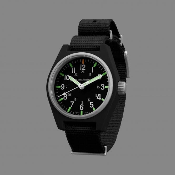 34mm Black General Purpose Quartz MaraGlo (GPQ) Nylon DEFSTAN WatchMarathon WatchesWW194009BK - 0108