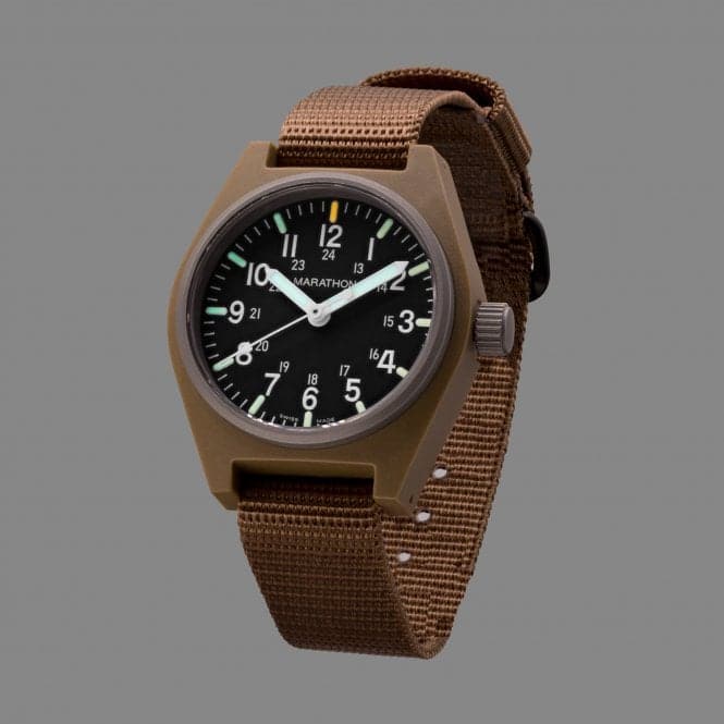 34mm Desert Tan General Purpose Quartz MaraGlo (GPQ) Ballistic Nylon WatchMarathon WatchesWW194009DT - 0103