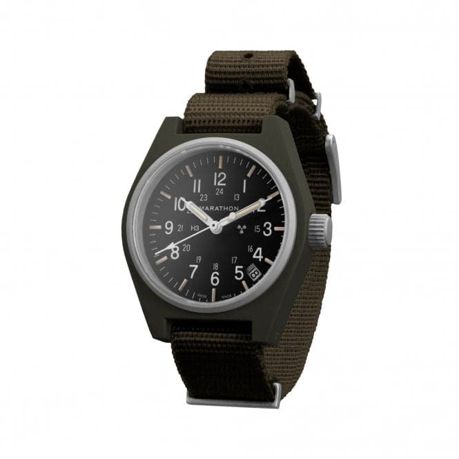 34mm Sage Green General Purpose Quartz Date (GPQ) Nylon DEFSTAN WatchMarathon WatchesWW194015SG - 0106