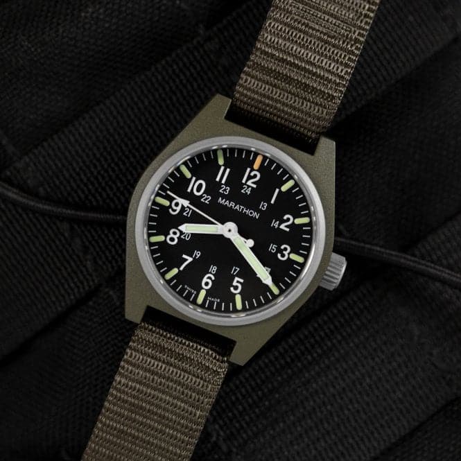 34mm Sage Green General Purpose Quartz MaraGlo (GPQ) Ballistic Nylon WatchMarathon WatchesWW194009SG - 0103