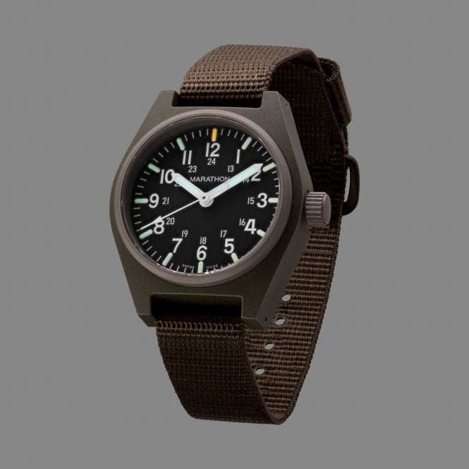 34mm Sage Green General Purpose Quartz MaraGlo (GPQ) Ballistic Nylon WatchMarathon WatchesWW194009SG - 0103