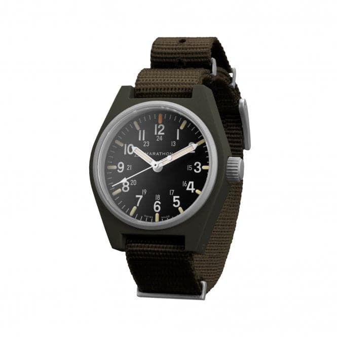 34mm Sage Green General Purpose Quartz MaraGlo (GPQ) Nylon DEFSTAN WatchMarathon WatchesWW194009SG - 0106