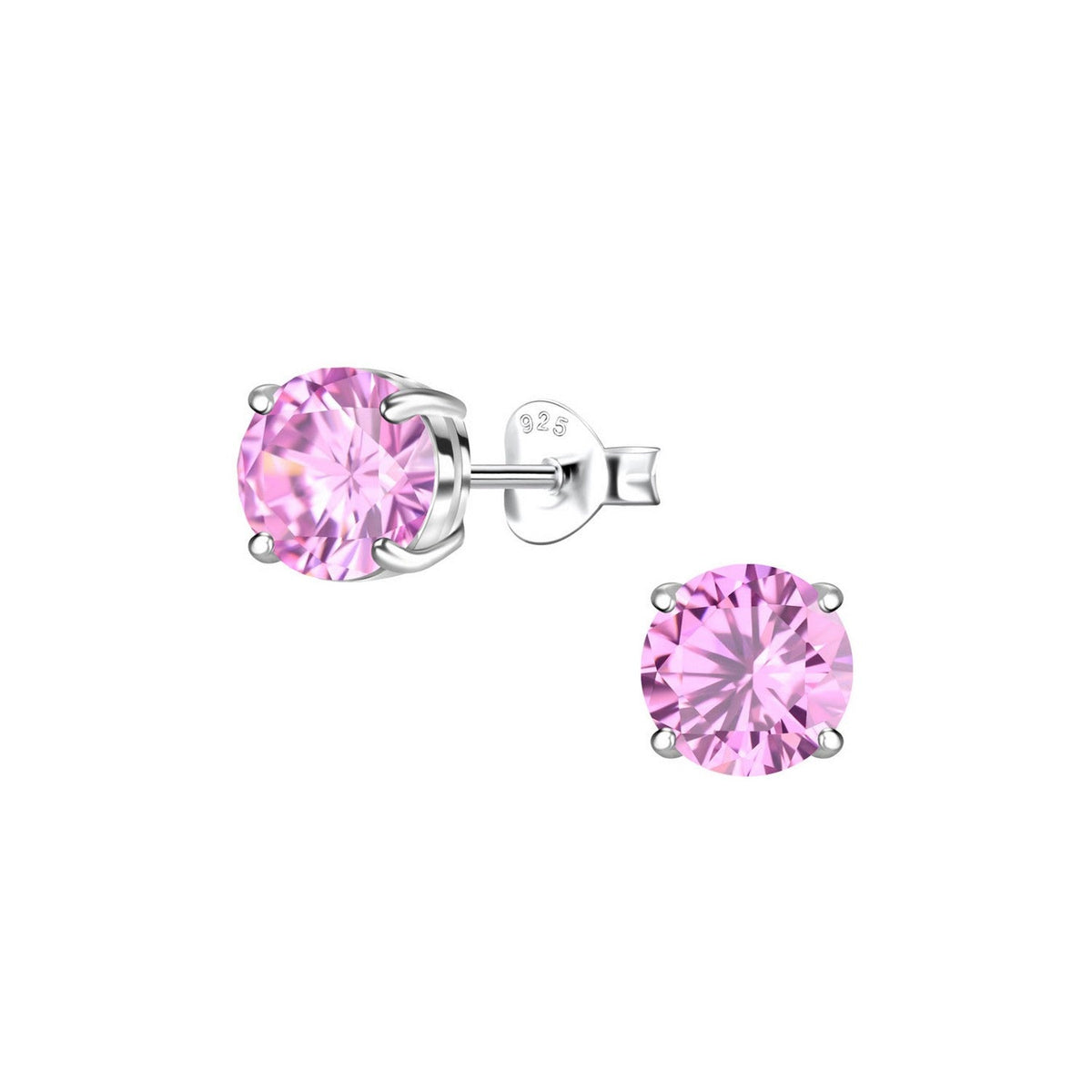 Dew 6mm Pink CZ Four Claw Set Stud Earrings