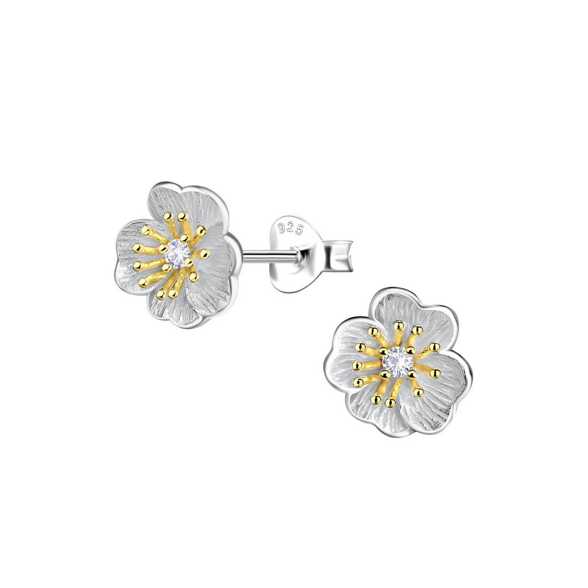 Dew Gold Plated Floral CZ Stud Earrings