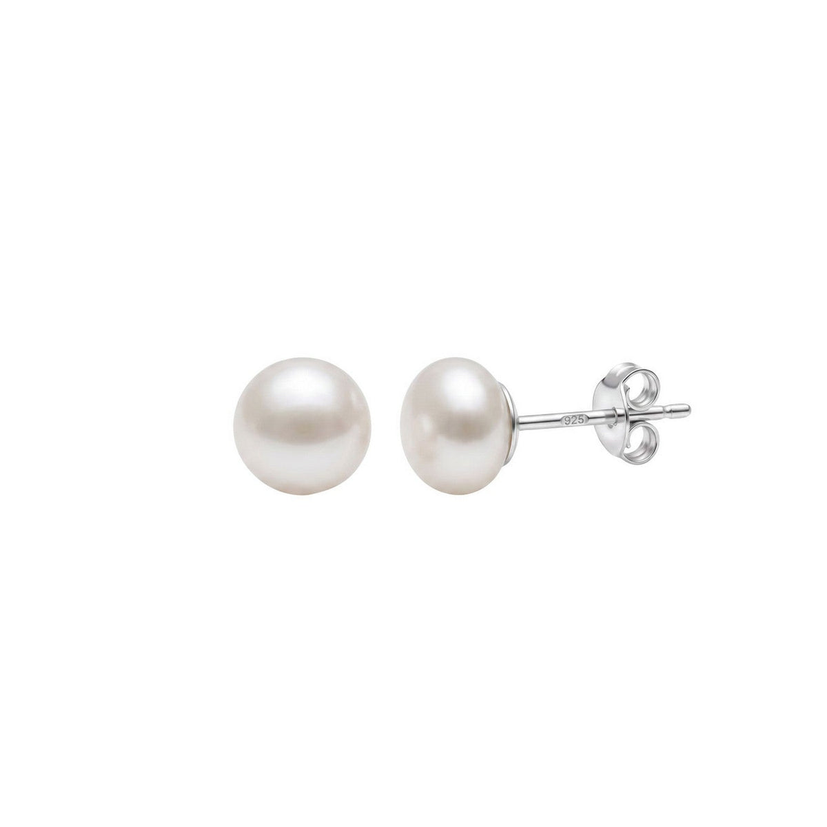 Dew 8mm Button Pearl Stud Earrings