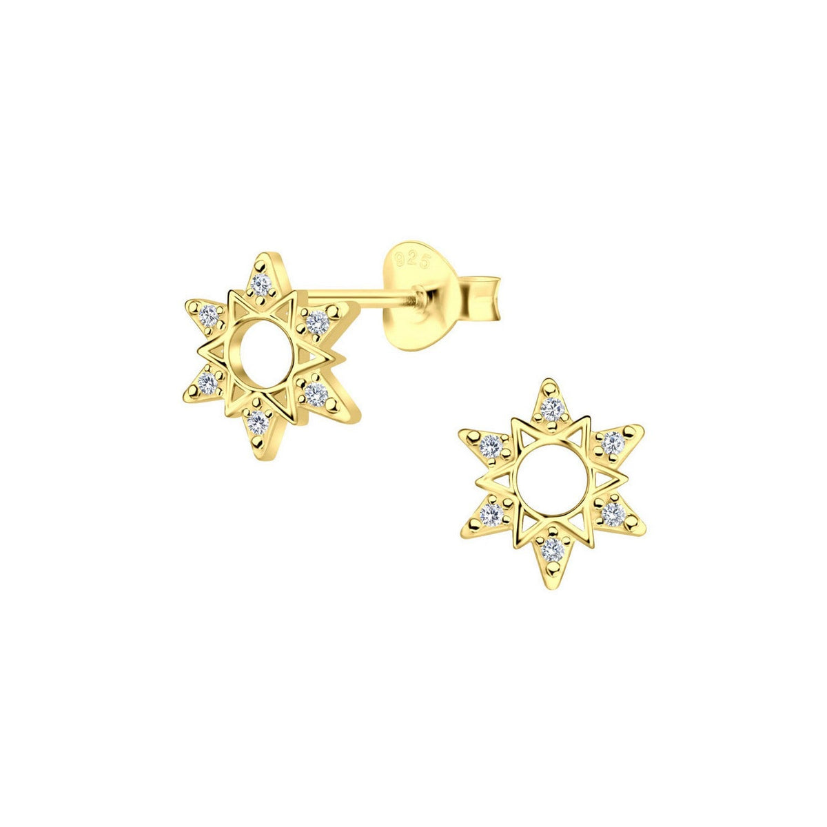 Dew Gold Plated Sun CZ Stud Earrings
