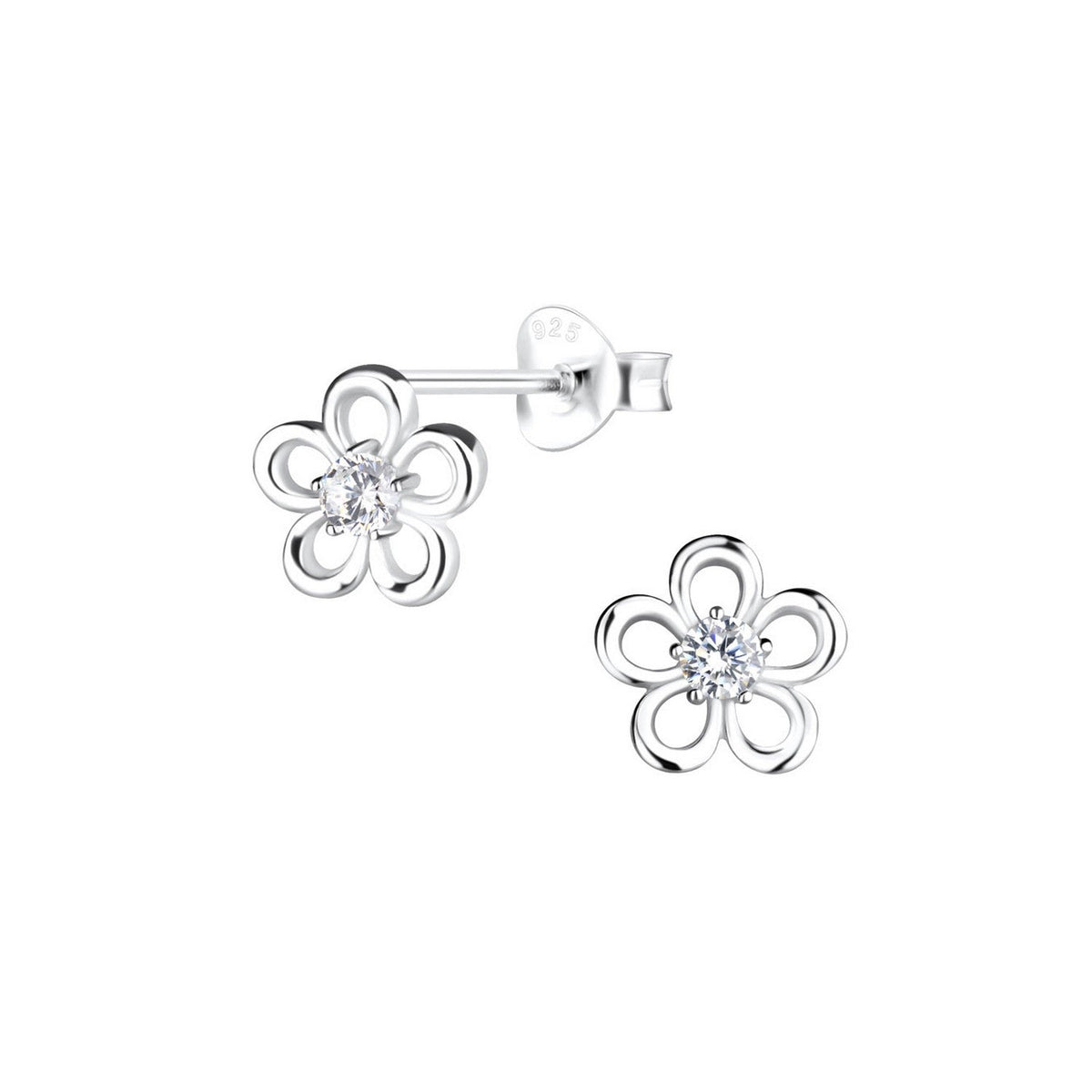 Dew Open Flower CZ Stud Earrings