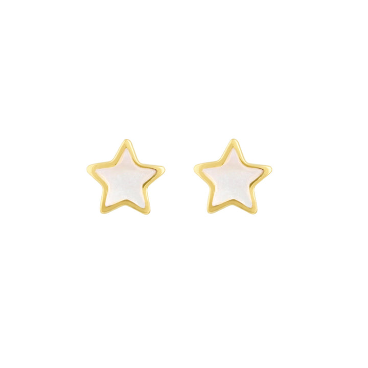 Star with Mother of Pearl Gold Plated Stud Earrings 36841MPG