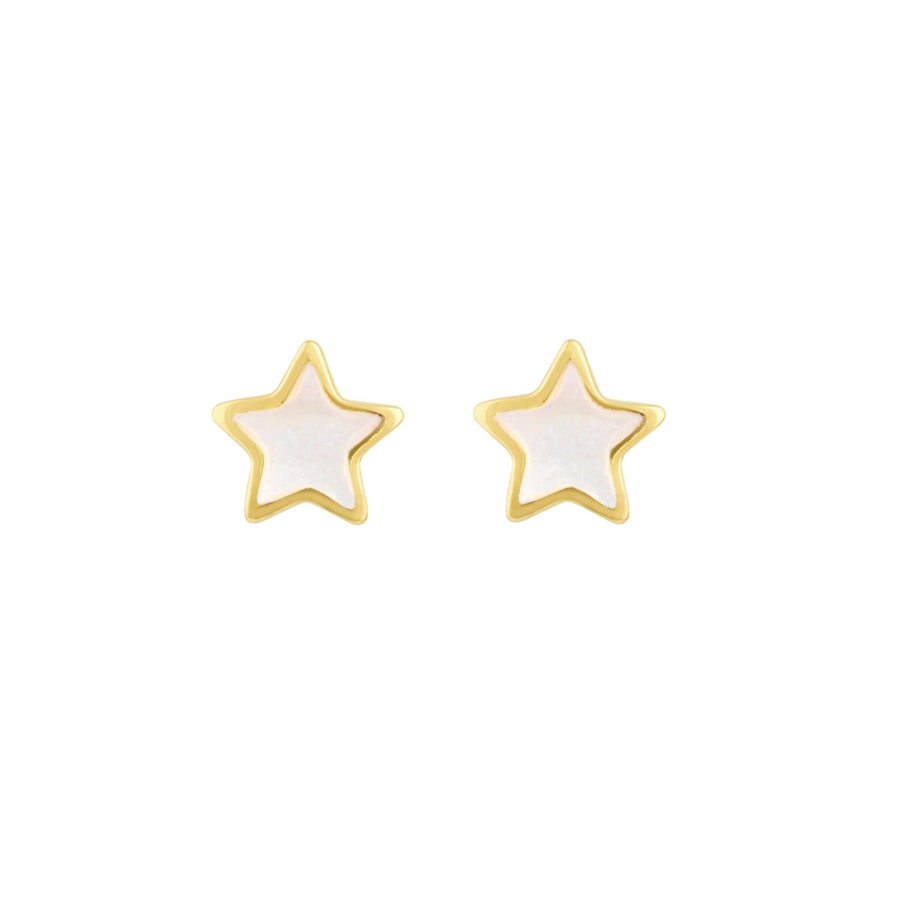 Star with Mother of Pearl Gold Plated Stud Earrings 36841MPG