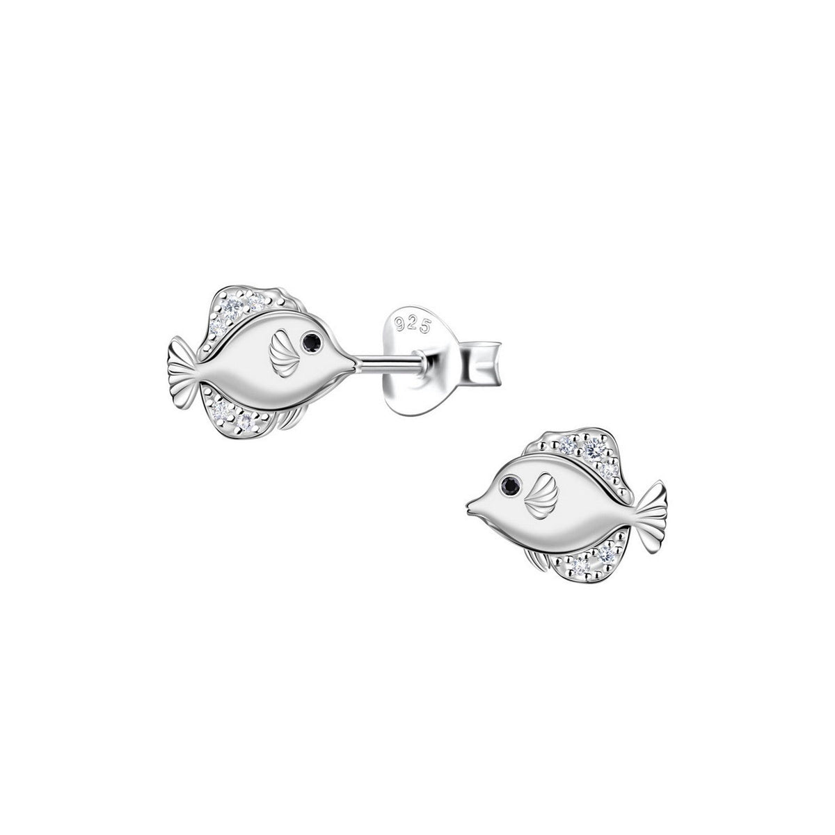 Dew CZ Fish Stud Earrings