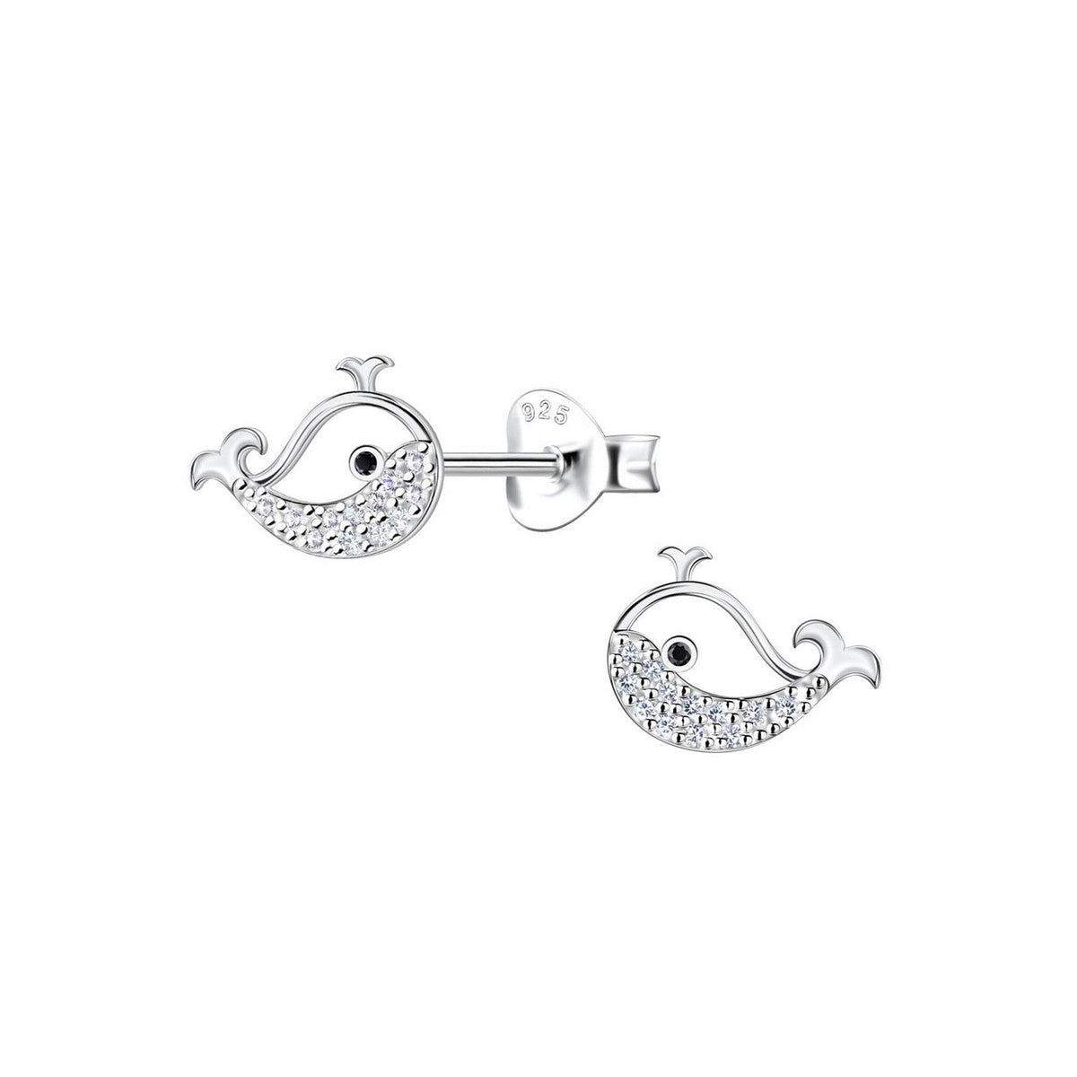 Dew CZ Whale Stud Earrings