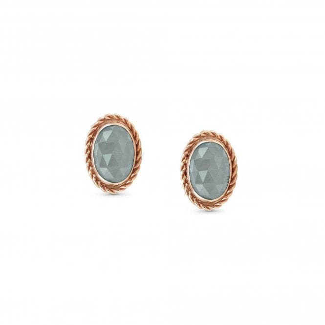 375 Gold Oval Rich Stones Milky Acquamarine Earrings 027820/040Nominations027820/040