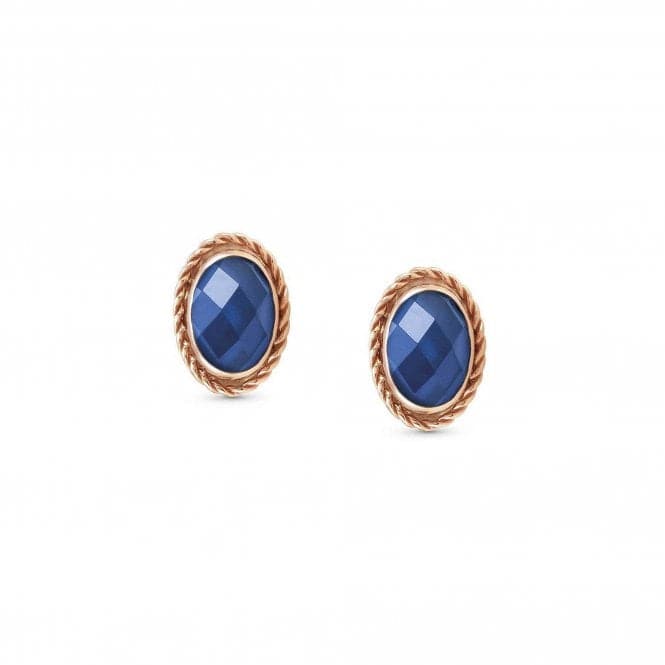 375 Gold Zirconia Oval Rich Blue Earrings 027821/007Nominations027821/007