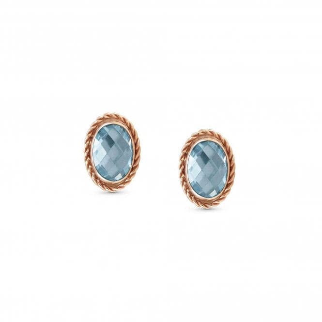 375 Gold Zirconia Oval Rich Light Blue Earrings 027821/006Nominations027821/006