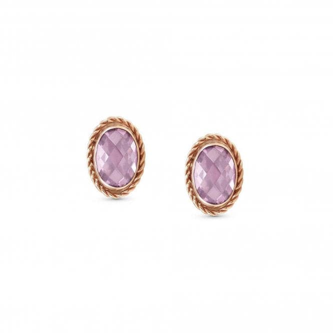 375 Gold Zirconia Oval Rich Pink Earrings 027821/003Nominations027821/003