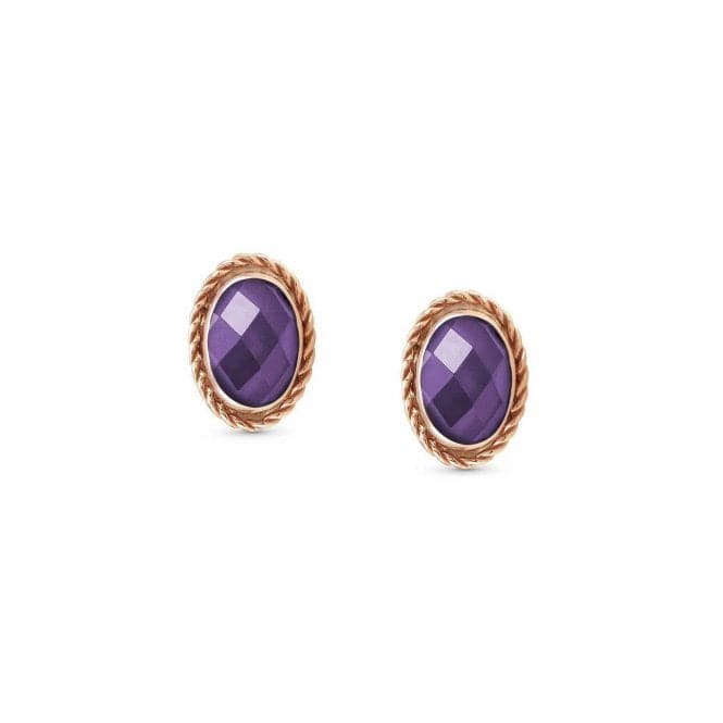 375 Gold Zirconia Oval Rich Purple Earrings 027821/001Nominations027821/001